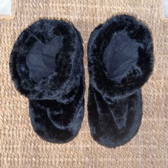 Black Faux Fur Massage Boots Relaxation Spa Booties Large 9-11 - Picture 4 of 9